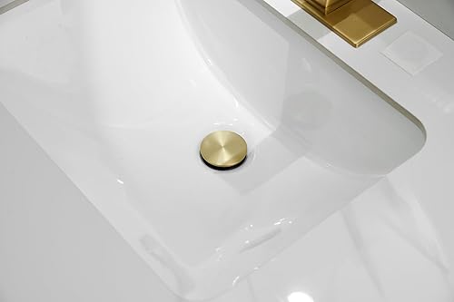 Miniatura 6 de Grifo de baño dorado de 3 agujeros, grifo de lavabo de cascada generalizado con drenaje desplegable y mangueras de suministro de agua, grifo de