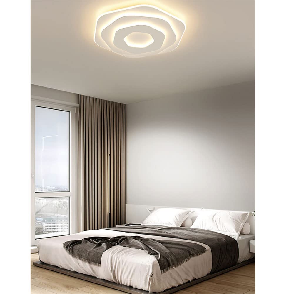 CUNTO Plafoniera in acrilico dimmerabile con telecomando, lampada moderna a LED, plafoniera vicina al soffitto, lampadario moderno compatibile con camera da letto, cucina, cameretta dei bambini,