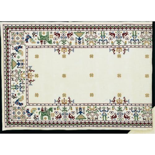 Kit broderie point de croix nappe coloniale blanche à broder à la main - 2