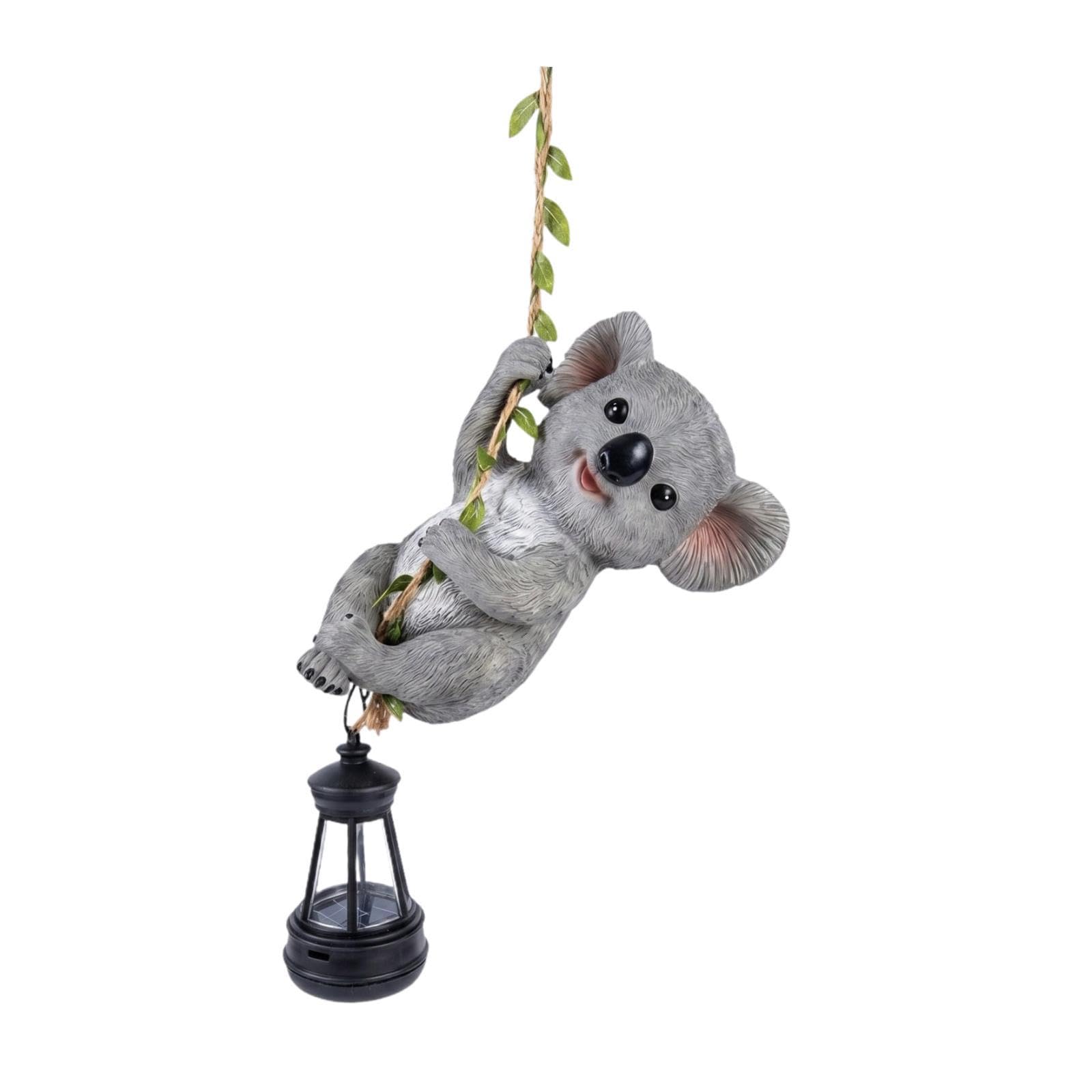 Statuetta da Giardino a Energia Lanterna a LED, Albero in Resina, Ideale per Alberi, Koala, 10.5 X 7.5 X 15.5 Cm