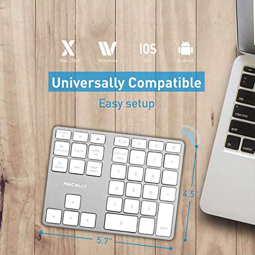 Macally Wireless Number Pad for Mac & PC and a Wireless Bluetooth Mouse, Work with Numbers More Efficiently
