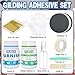 Gold Leaf Gilding Adhesive Kit, Water-Based 120ml Adhesive Glue and 120ml Varnish, 100pcs Gold Leaf Sheets, Suitable for Art, Crafts, Painting, Furniture and Decoration