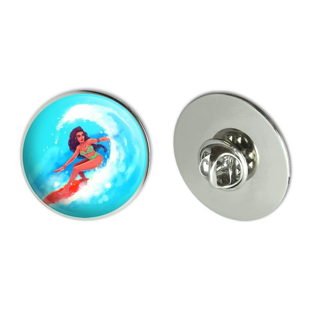 Surfer Girl Surfing On Wave With Surfboard Metal 1.1