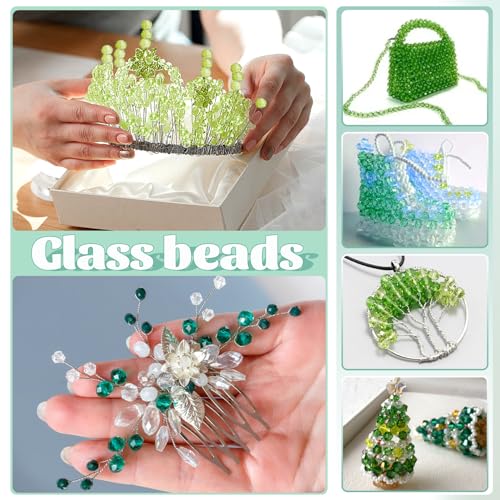 TOAOB 1000pcs Perles en Verre à Facettes de Cristal 4mm 6mm 8mm en Rondes en Vrac Crystal Beads à Thème Vert pour Fabrication de Bijoux DIY Bracelets Colliers Artisanat – vue 6