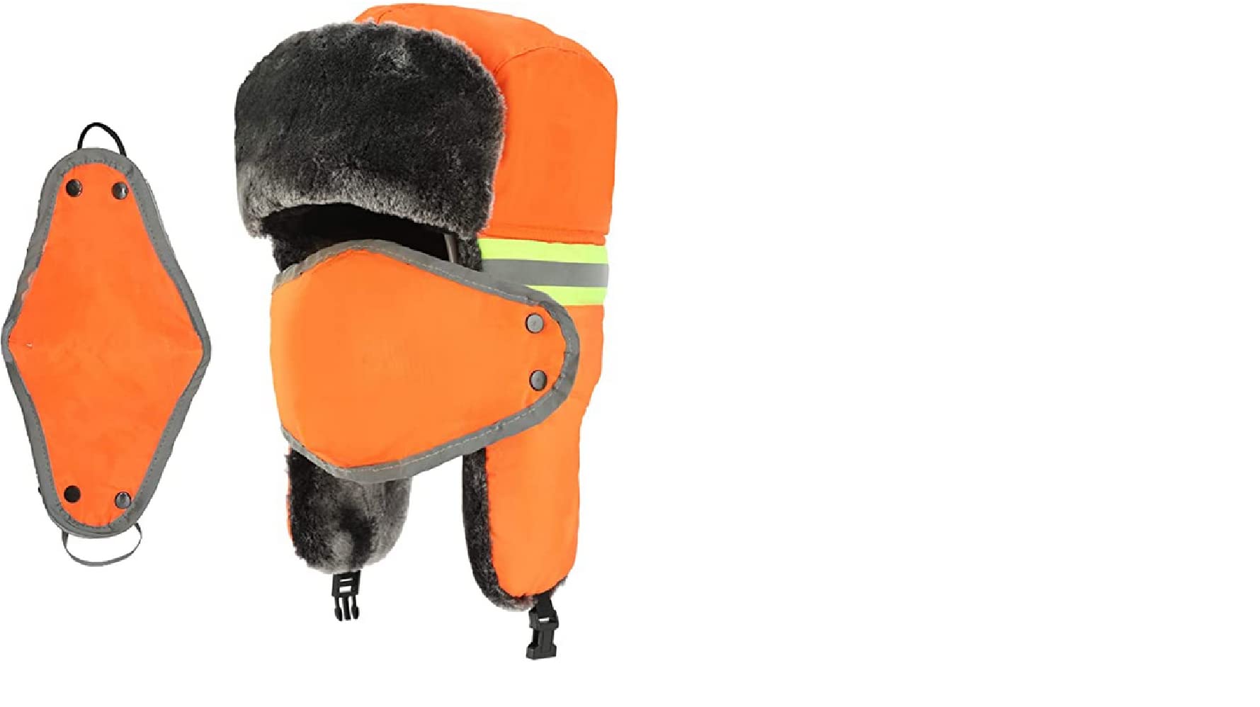 GoyomaHi Vis Reflective Safety Winter Ski Fur Hat Aviator Russian Trapper Trooper Cap