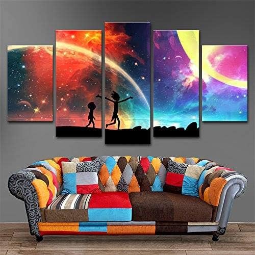 Ayever 5 Panels Canvas Rainbow Painting Poster Wall Art Painting No Framed