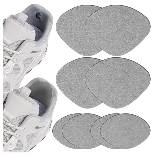 Self-Adhesive Shoe Hole Repair Patch, 4 Pairs Sneaker Heel Repair Patch for Leather Shoes and High Heels, Grey