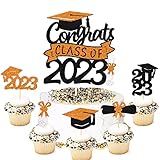 Graduation Cupcake Toppers Congrats Grad Class of 2023 Cake Decoration for We Are Proud of You Theme
