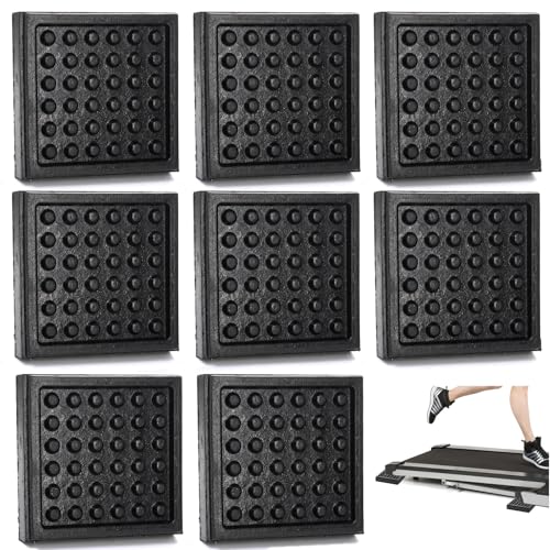 WRINGKIT 8 Pack Heavy Duty Exercise Equipment Mat, 4 x 4 x 0.8 Inch Non Slip Noise Reduction Mat for Treadmill, Treadmill Mat Pad for Rubber Hardwood Floors Carpet Protection Home Gym