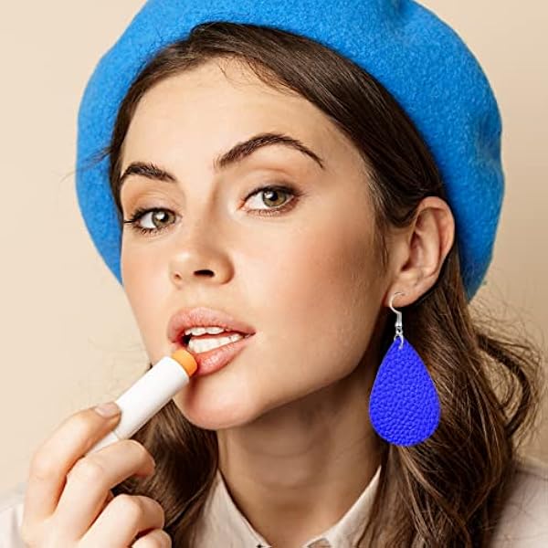 28 par dinglande örhängen i läder för kvinnor leopard droppörhängen multipack blad tår örhänge set för flickor dubbelsidigt tryck, Metall fuskläder läder