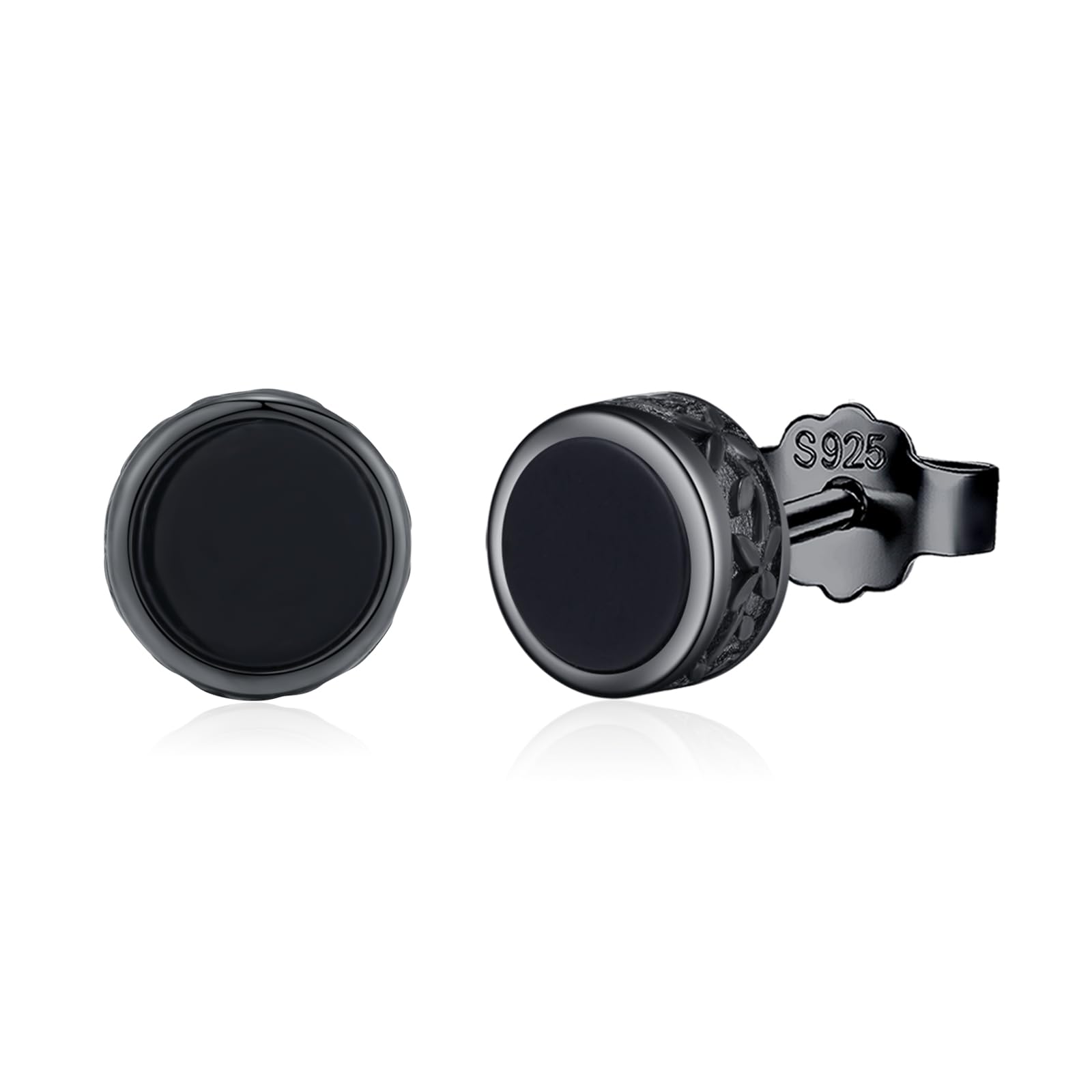 Schwarze Ohrringe 925er Sterlingsilber für Herren Frauen Damen Schwarze Onyx Ohrringe Schwarze Ohrstecker Schwarzer Schmuck Geschenke