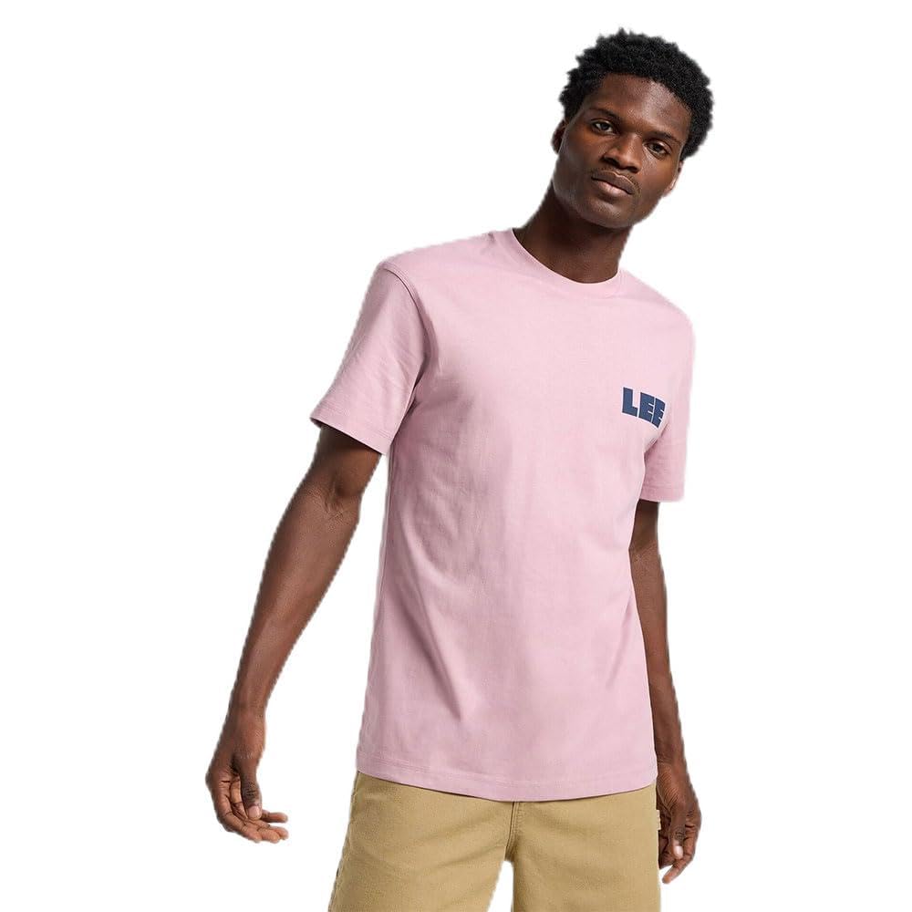 Lee Men's Soft Mauve Workwear Relaxed Graphic Tee Large