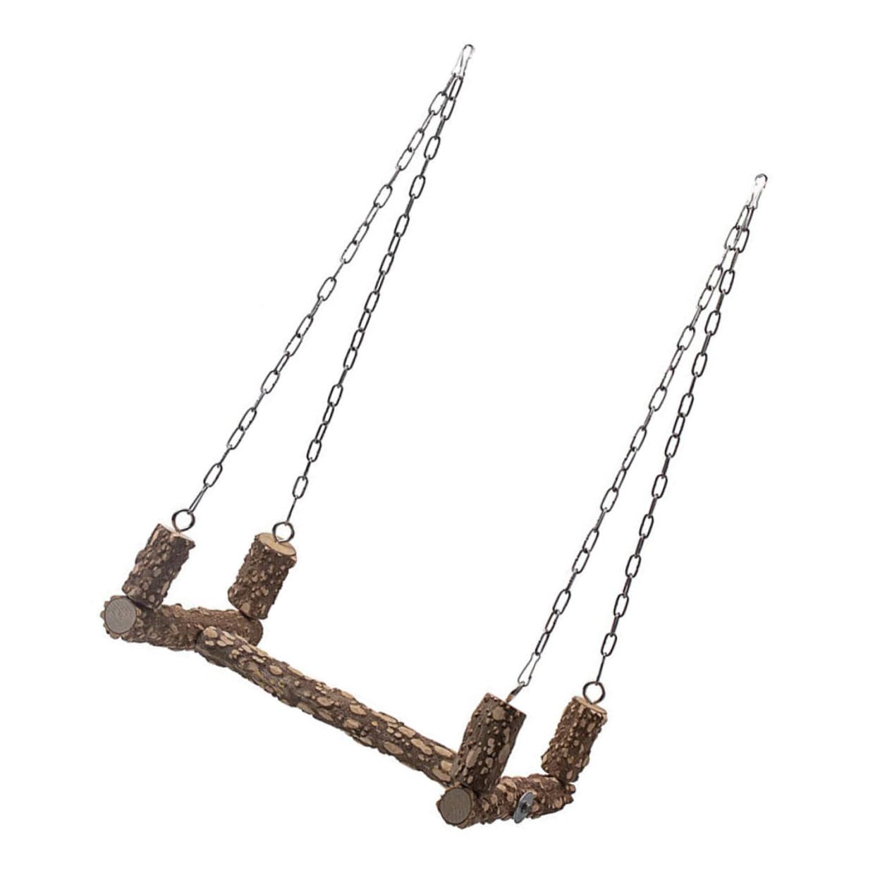 Vogelspielzeug Papageien Sitzstange aus Natürlichem Holz mit Schaukelfunktion Langlebiger Papageiensitzplatz für Wellensittiche und Kleine Vögel Fördert Balance Zufällige Farbe