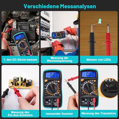 Mini Digital Multimeter Digitalmultimeter für Spannung AC/DC Spannung, Diode und Mehr mit Kapazitäts-, Frequenz- und Diodentest, Voltmeter Messgerät Digital Brovamo Mini i11
