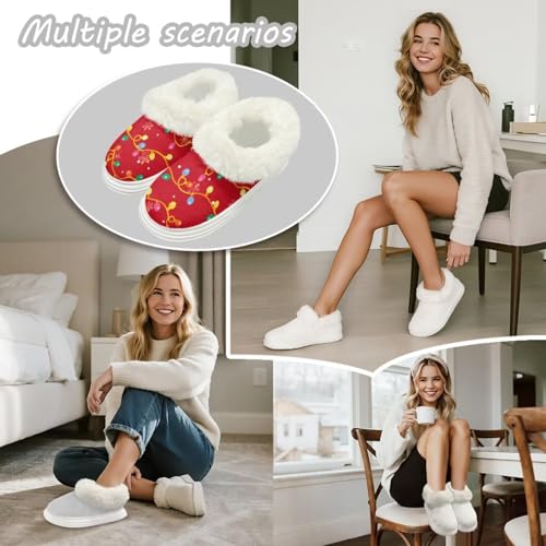 Christmas Theme Warm Comfy Memory Foam Slippers for Women Flannel Platform Slippers for Indoor Outdoor 6