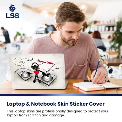 Image of LSS 15 15.6 Inches Laptop Notebook Skin Sticker with 2 Wrist Pads - Reusable Cover Protector Vinyl Sticker Cover Decal Fits 13 inch - 16 inch HP Asus Acer Samsung - DJ Pattern