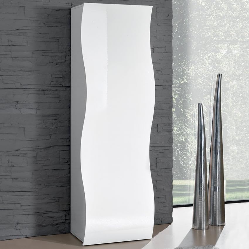 Produce Shop Armoire Design avec étagères en Blanc Brillant Onda Wardrobe