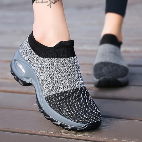 Image of Non Slip Work Shoes Women, Slip On Sneakers Women,Work Shoes Walking Gym Nurse Mesh Casual Fashion Sneakers Comfort Breathable Lightweight