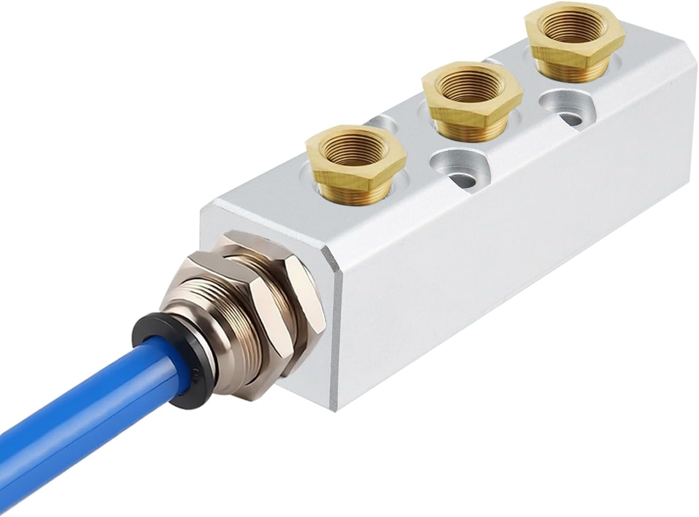 T Tulead 2PCS Air Mainfold Pneumatic Compressor Mainfold Aluminum Air Distribution Block 3 Way 5 Port