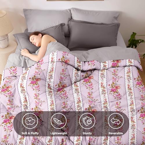 Image of Amazon Brand - Umi Reversible Double Bed Super Soft AC Comforter /Blanket /Quilt /Rajai 220 GSM Soft Microfiber Diamond Stitch (90 inch x 100 inch Inches /228cm x 254cm) - Comforter Double Bed|Pink & White