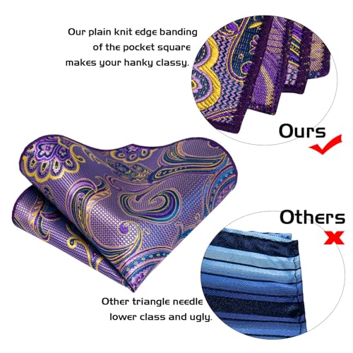 Image of 5PCS Mens Premium Silk Tie, Pocket Square, Cufflinks, Drilled Tie Ring and Lapel Pin Set for Wedding Groom Party
