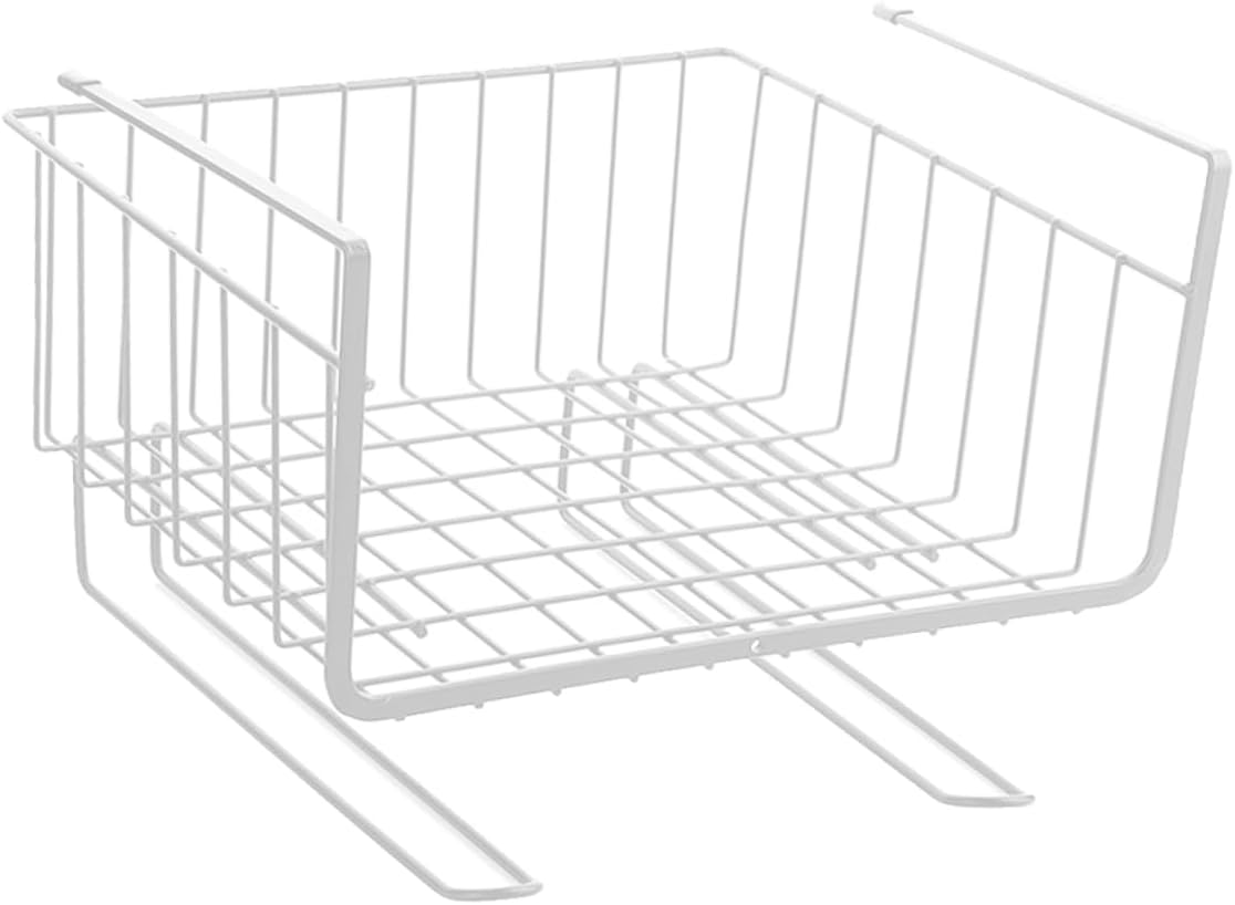 Ciieeo 2pcs White Cabinet Partition Rack under Table Layered Storage Shelf for Organization Easy to Install and Heavy Duty for Cabinet and Pantry Use