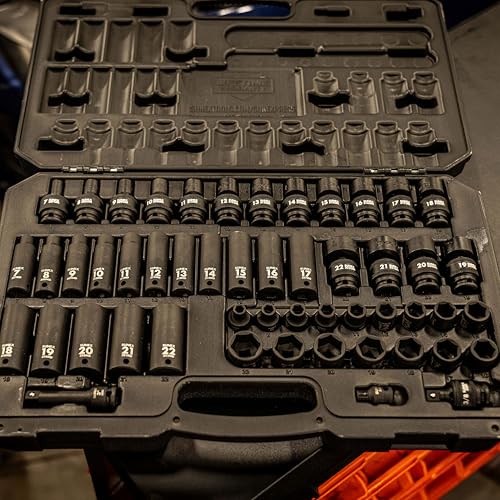 Image of SUNEX TOOLS 3351, 3 /8 Inch Drive Impact Socket Set, 51-Piece, Metric, 7mm - 22mm, Standard /Deep / Universal, Cr-Mo Steel, Radius Corner Design, Heavy Duty Storage Case, Meets ANSI Standards