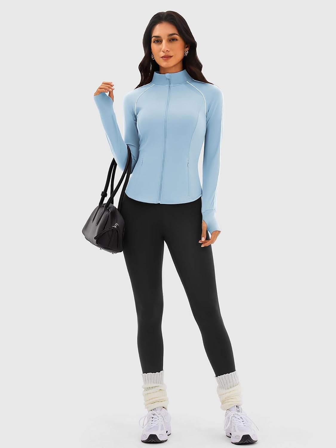 Define Jackets for Women Workout Running, Lightweight BBL Jackets Athletic Track Jacket Slim Fitted, Full Zip Up with Pockets