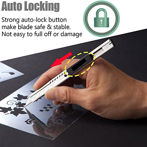 Gebildet 5Pcs Professional Stainless Steel Lockable Cutter Knife / 9Mm Snap Off Blades / 30 Degree Foil Knife / Utility Knife / Graphic Knife / Great For Foils, Wallpaper, Crafts, Cartons #TOP1