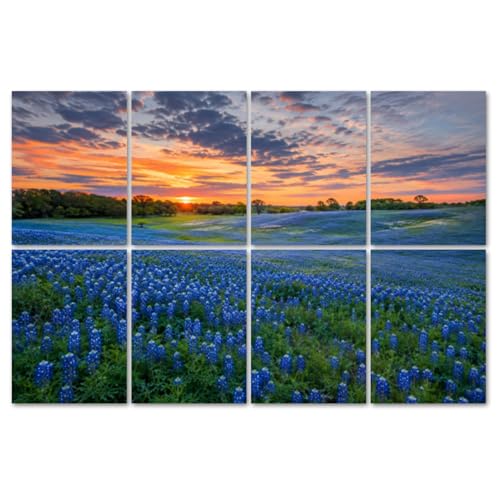 8 Pack Paneles Acústicos Artísticos Absorbentes de Sonido Bluebonnets TX Paneles Decorativos Auto Adhesivos para Estudios de Grabación en Casa 48"x32" miniatura 1