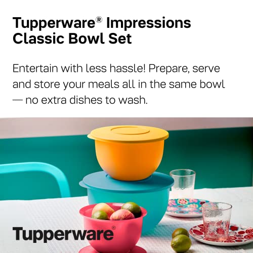 Tupperware Brand Impressions 6-Piece Classic Bowl Set (3 Bowls + 3 Lids) - Dishwasher Safe & BPA Free - Airtight, Leak-Proof Food Storage Containers for Fridge & Pantry