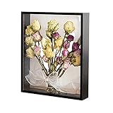 XIYUAN Wooden Dried Flower Display Stand - Decorative Floating Photo Frame - Clear Double-sided - Desktop Souvenir - Herbarium Photo Frame (8x10''/Black)