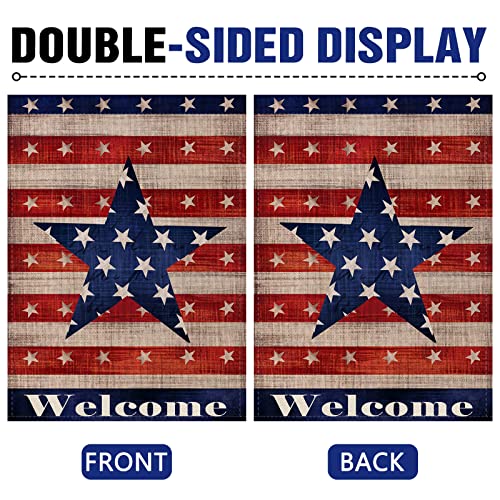 Dyrenson Home Decorative Large 4Th Of July Patriotic Star Memorial Day House Flag Double Sided, Welcome Quote House Yard Decor, Primitive Outdoor Decorations, Usa Vintage Holiday Seasonal Flag 28 X 40 #TOP2