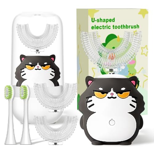 Image of Kids U-Shaped Sonic Electric Toothbrush, Cartoon Design 360 Deep Cleaning, IPX7 Waterproof Auto Toothbrush for Toddlers(7-15 AG)