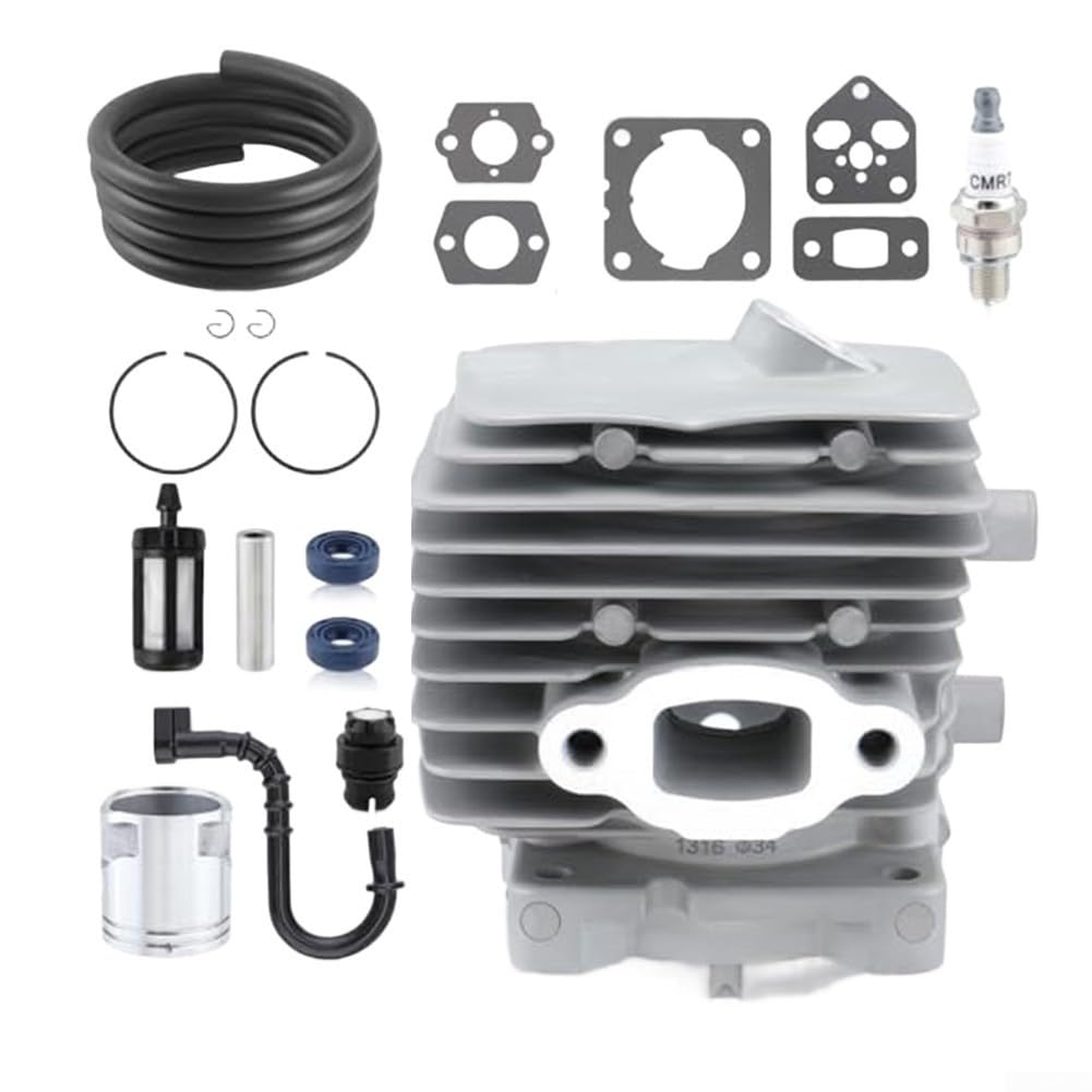 Minhe Conjunto de cilindro de repuesto 4241 1203 34 mm kit de metal compatible con BG56 BR200 SR200 restauración de soplador de hojas