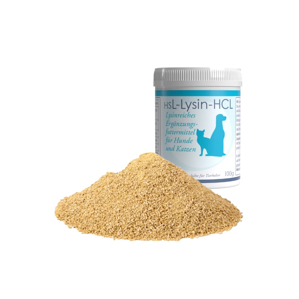 L-Lysin HCL 100g - Ergänzungsfuttermittel für Hunde & Katzen - Einsatz bei Haustieren mit geschwächtem Immunsystem - ohne Zusatz von Getreide!