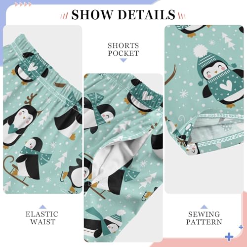 ZZXXB Penguin Winter Skating Boys Long Pants Soft Trousers Elastic Waist Kids Lounge Bottoms with Pockets S-XL4