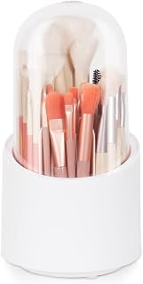 Shellkingdom Makeup Brush Holder,Clear Cosmetic Brushes Organizer for Storage Brushes with Lid and Pearl for Dressing Tables and Vanity