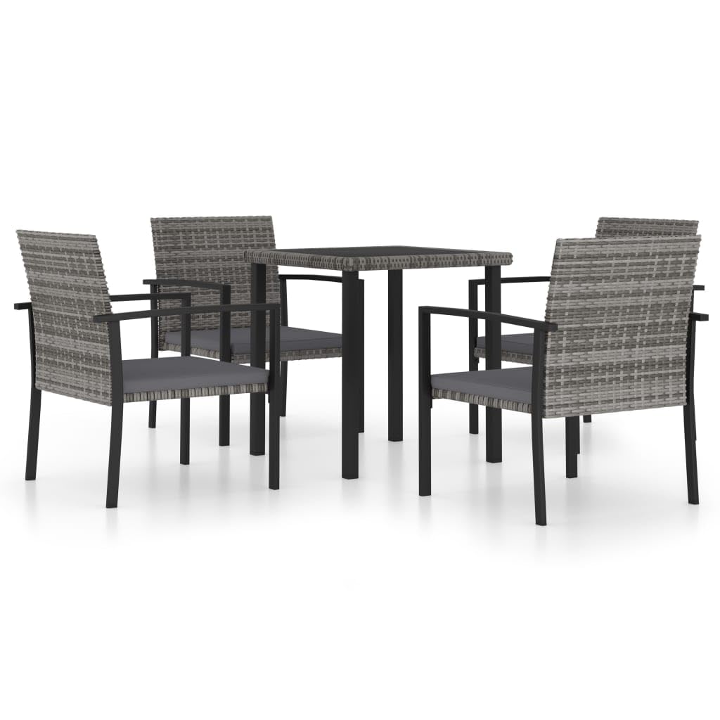 Salon de jardin 9 pieces en rotin gris ideal pour repas en famille et reception sur terrasse