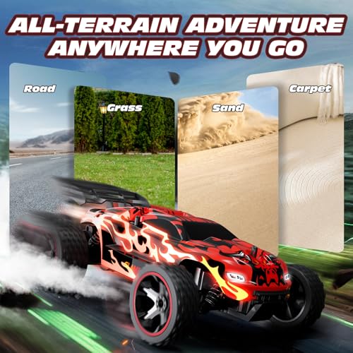 Image of Tecnock RC Cars for Kids, 1:18 Scale 2WD RC Car with USB-C Easy Charging, 2.4GHz Remote Control Car with LED Lights & 50 Mins Playtime, Toys Gifts for Boys & Girls Ages 8-12