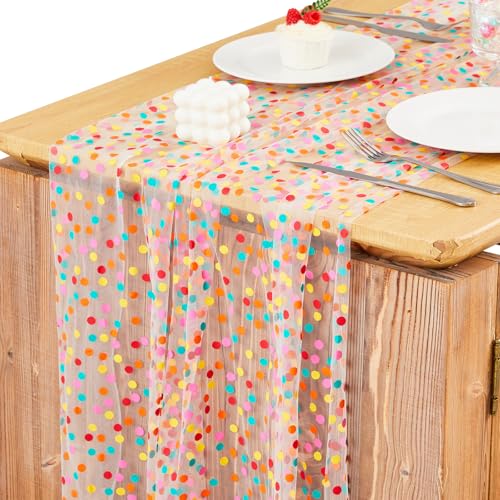 Windkream 2 Pack Colorful Polka Dot Table Runner 29x120 Inch