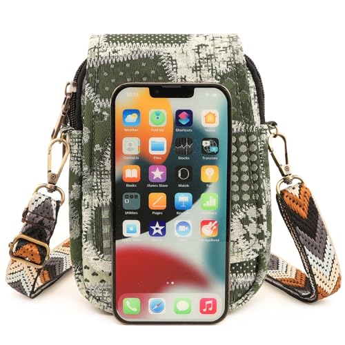 Image of SILKAREA Embroidered Cute Mini Crossbody Bag for Women Small Handbags Wristlet Wallet Bag Cell-phone Pouch Coin Purse