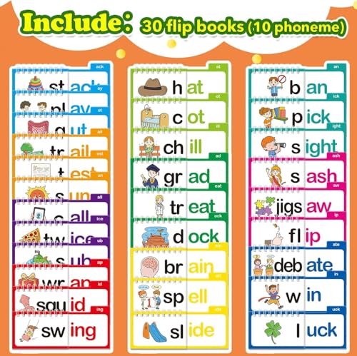 Image of Word Family Build Book, 30 Flip Books for Reading and Rhyming, Educational Learning Set for Ages 5+, Phonics and Vocabulary Development