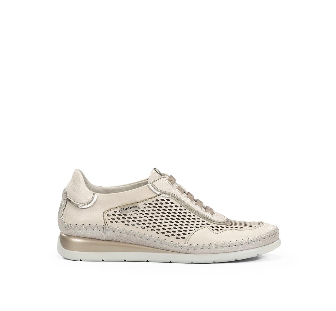 Fluchos - Scarpe sportive,Sneakers in pelle,coulisse elastica,Suola in gomma bianca,Griglia,traforato, per: Donna