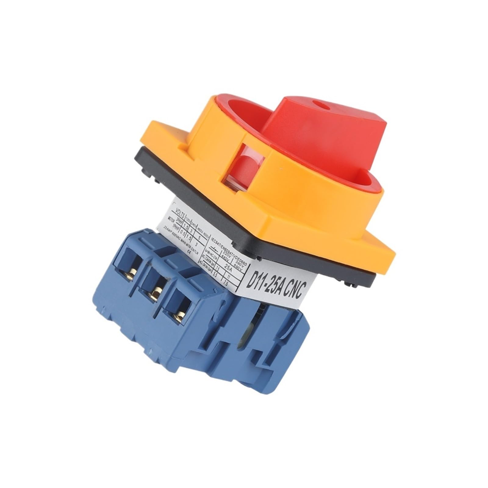 BACYDLPL D11-25 Rotary Switch Selector Changeover Cam Switch 25A 1 Phase 2 Position 4 Terminals Padlock