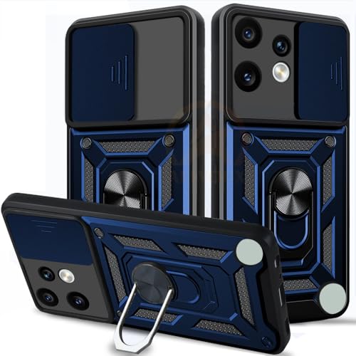 Image of Armor Bumper Back Cover Case for Nothing Phone 2 Pro 5G Rotating Camera Cover, Ring Holder & Kickstand | Heavy Duty & 360 Degree Protection Nothing Phone 2 Pro 5G Back Cover (Blue)