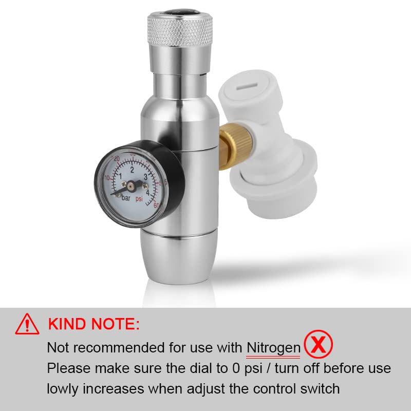 Cargador de barril de cerveza CO2 Dispenser, regulador de keg 0-60 Psi, 3/8" Adaptador de hilo, bloqueo de bola de gas de desconexión rápida for la elaboración de cerveza casera(B)