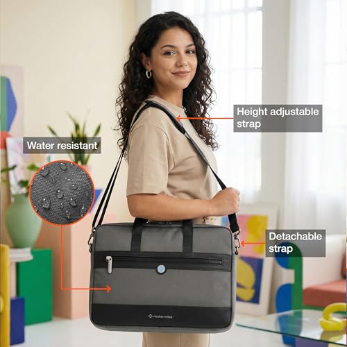 Image of Nasher Miles Briefcase & Messenger Bag | Lightweight PU & Polyester with Adjustable Strap, Fits Laptop | Ideal for Office & Travel | for Men & Women