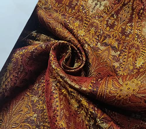 Jacquard de soie marron doré pour coudre une robe de soirée chic