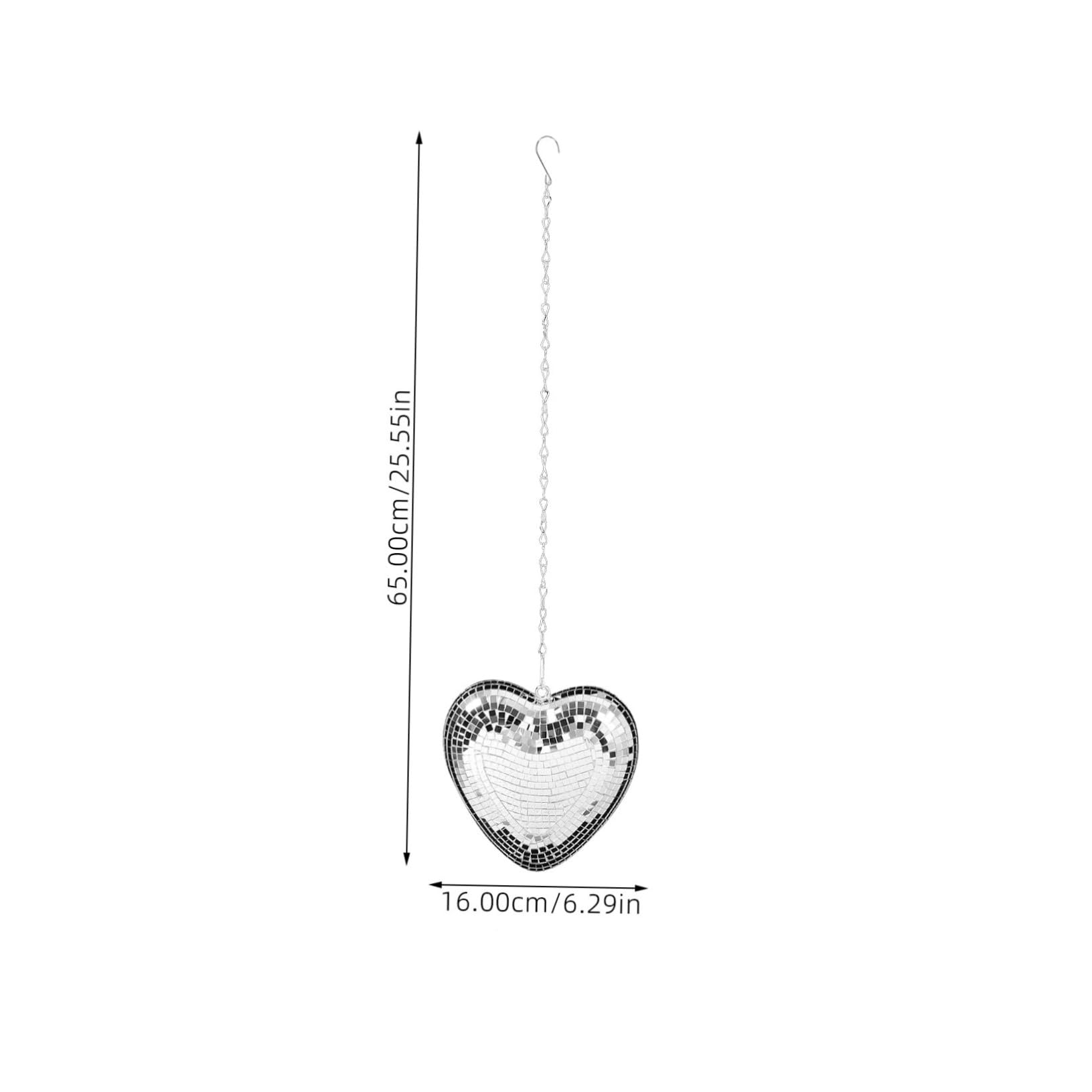 Heart Shaped Reflective Disco Ball Hanging Pendant Silver